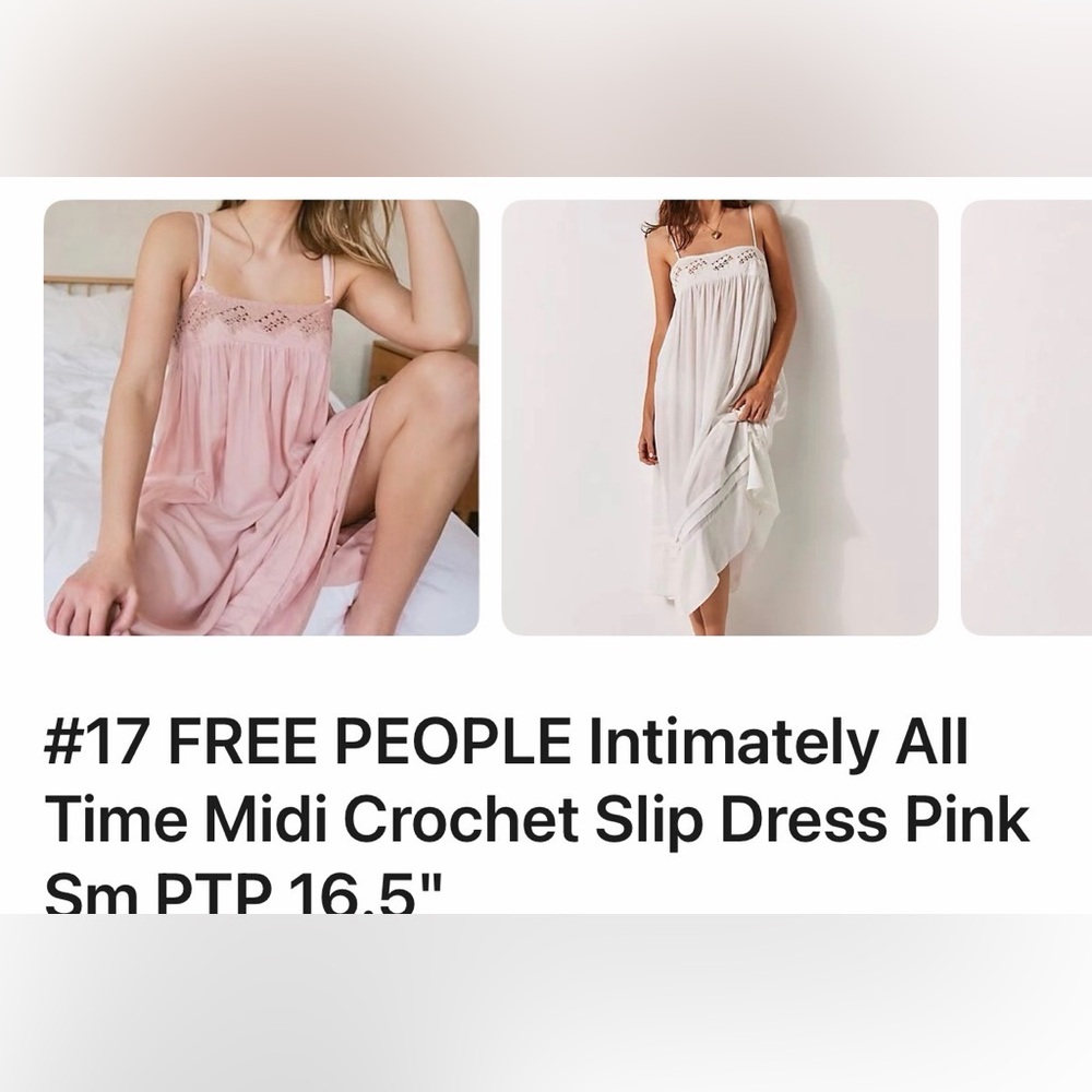 Free People Intimately Crochet Slip Dress - Blush and Ivory